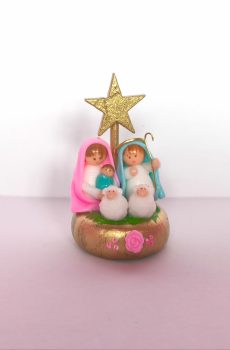 Mini pesebre con estrella dorada