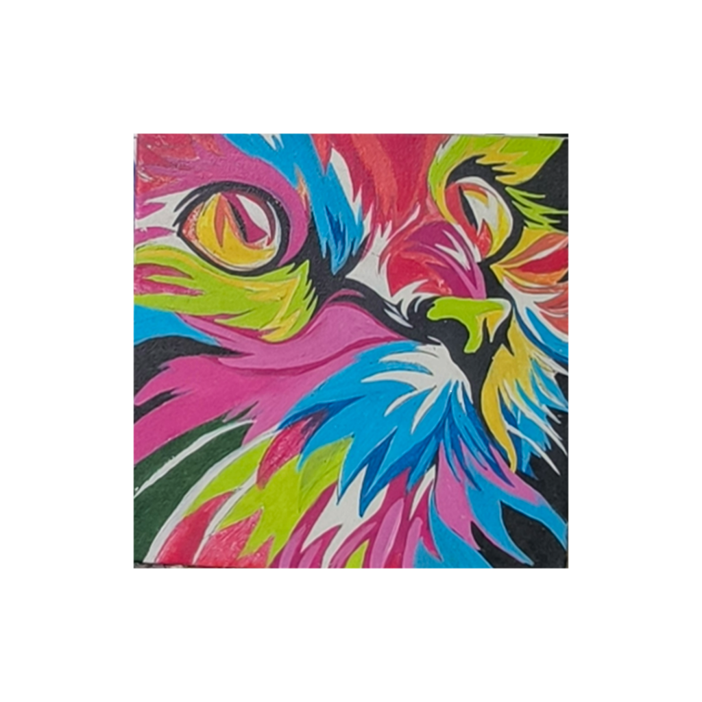 Óleo - Gato Colorido, por Germán Guzmán