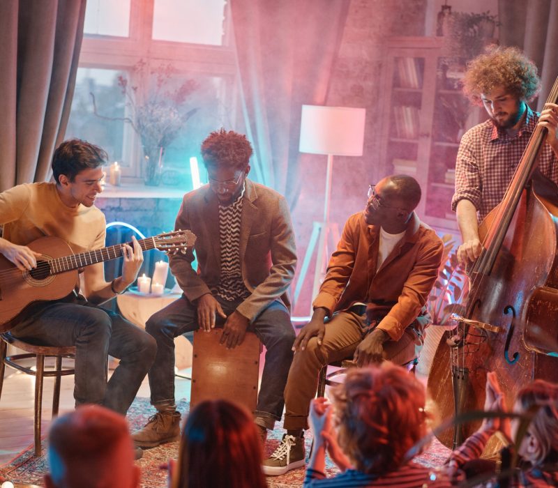 Musicians performing in the studio